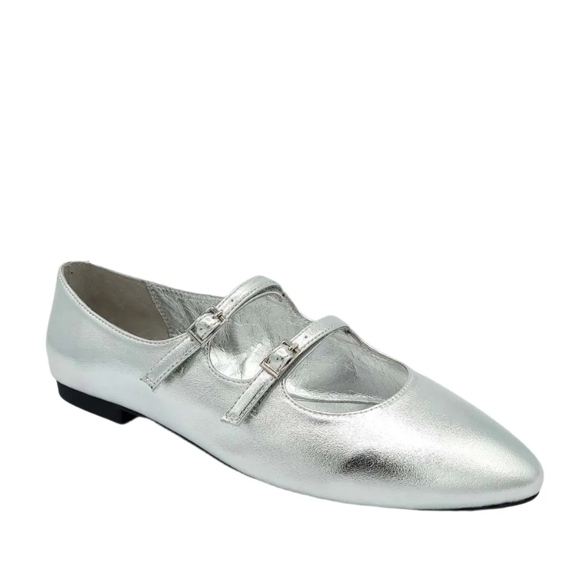 JEFFREY CAMPBELL SATINE SILVER FLATS