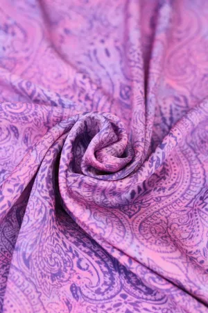 Magenta Purple Traditional Printed Gaji Silk Fabric