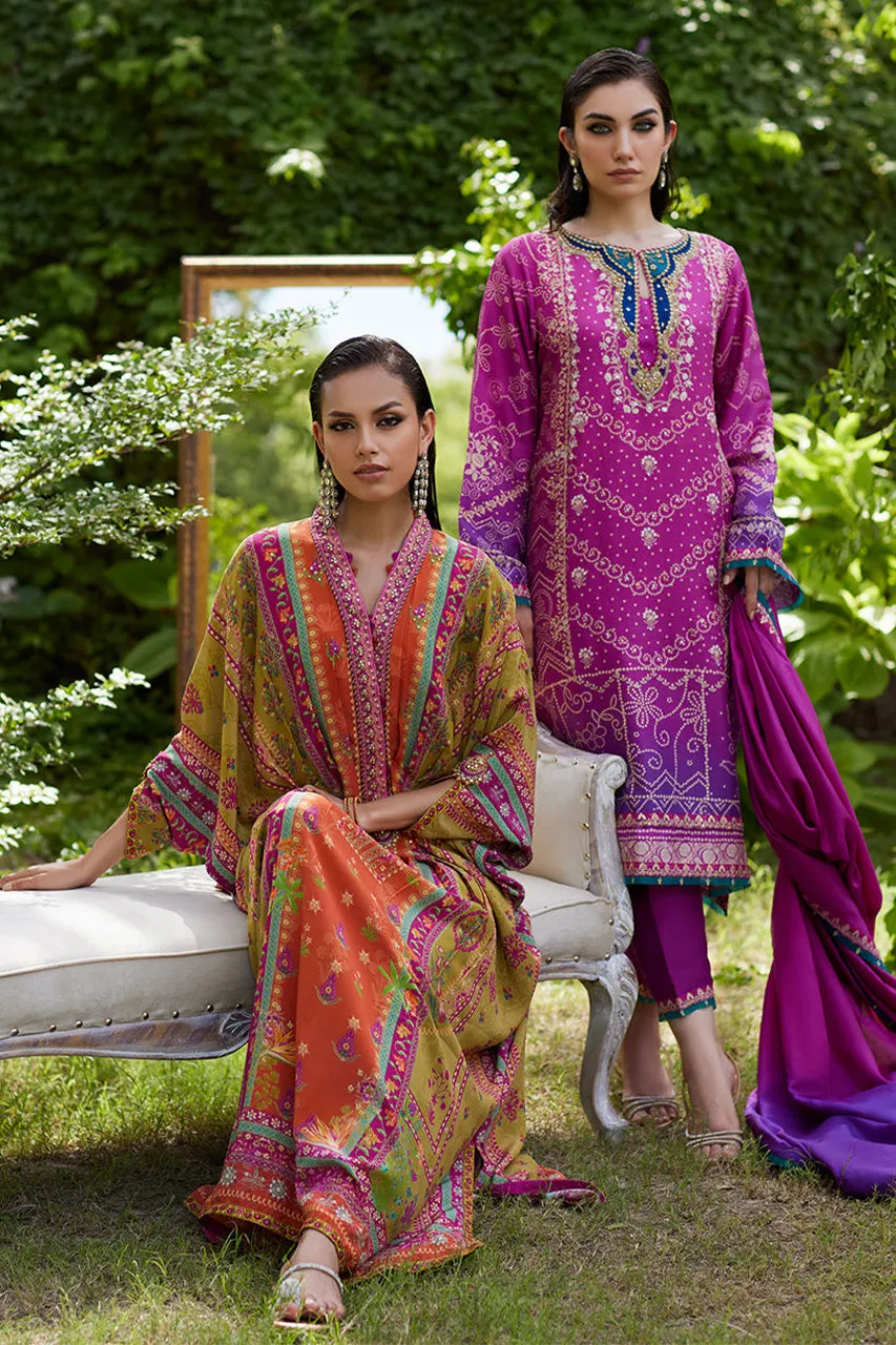 Mayna festive'24 - Tazeen Magenta Ombre Shirt And Dupatta