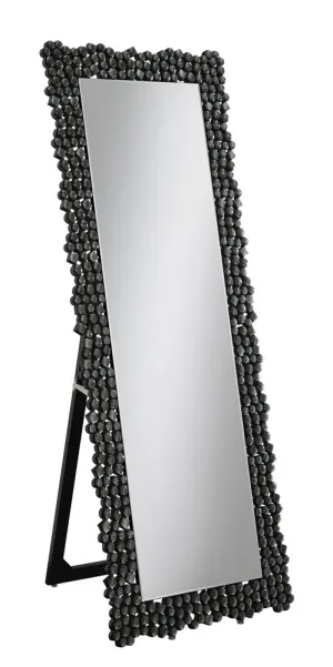 Mckay Textural Frame Cheval Floor Mirror Silver and Smoky Grey