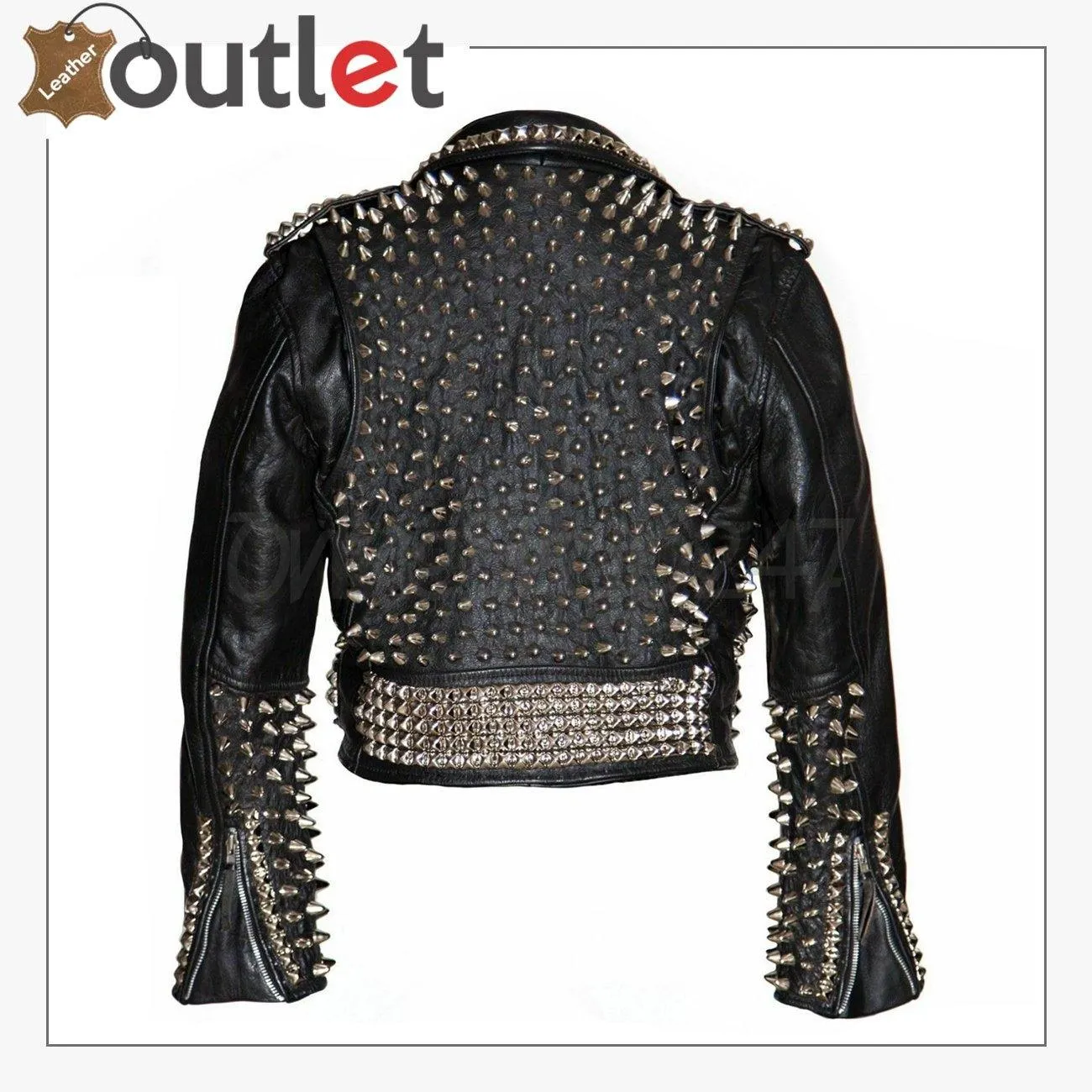 Mens Black Fashion Studded Style Leather Jacket