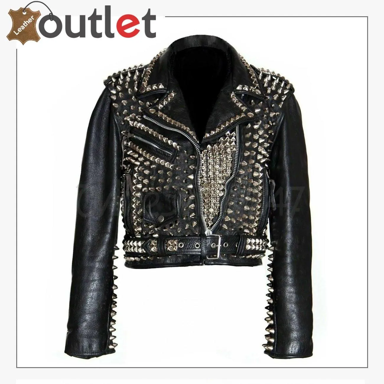 Mens Black Fashion Studded Style Leather Jacket