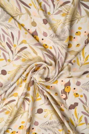 Multicolor Mini Garden Flowers Pattern Printed Natural Muslin Silk Fabric