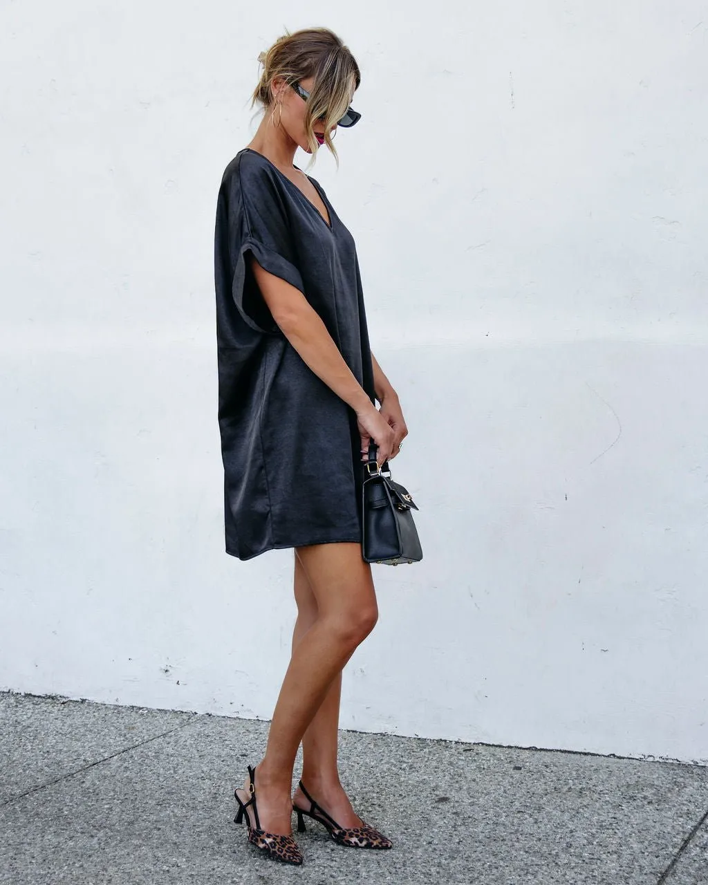 Muse By Magnolia Black Satin Mini Dress - FINAL SALE