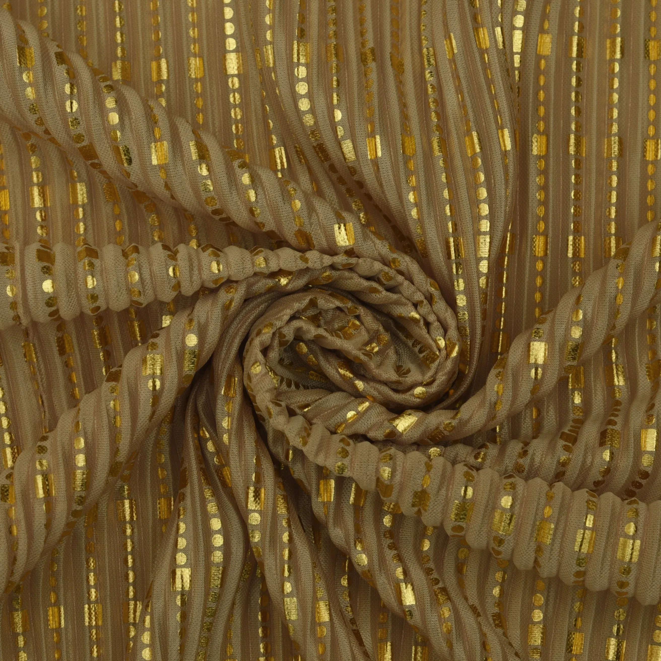 Mustard Yellow Color Crush Satin Foil Fabric