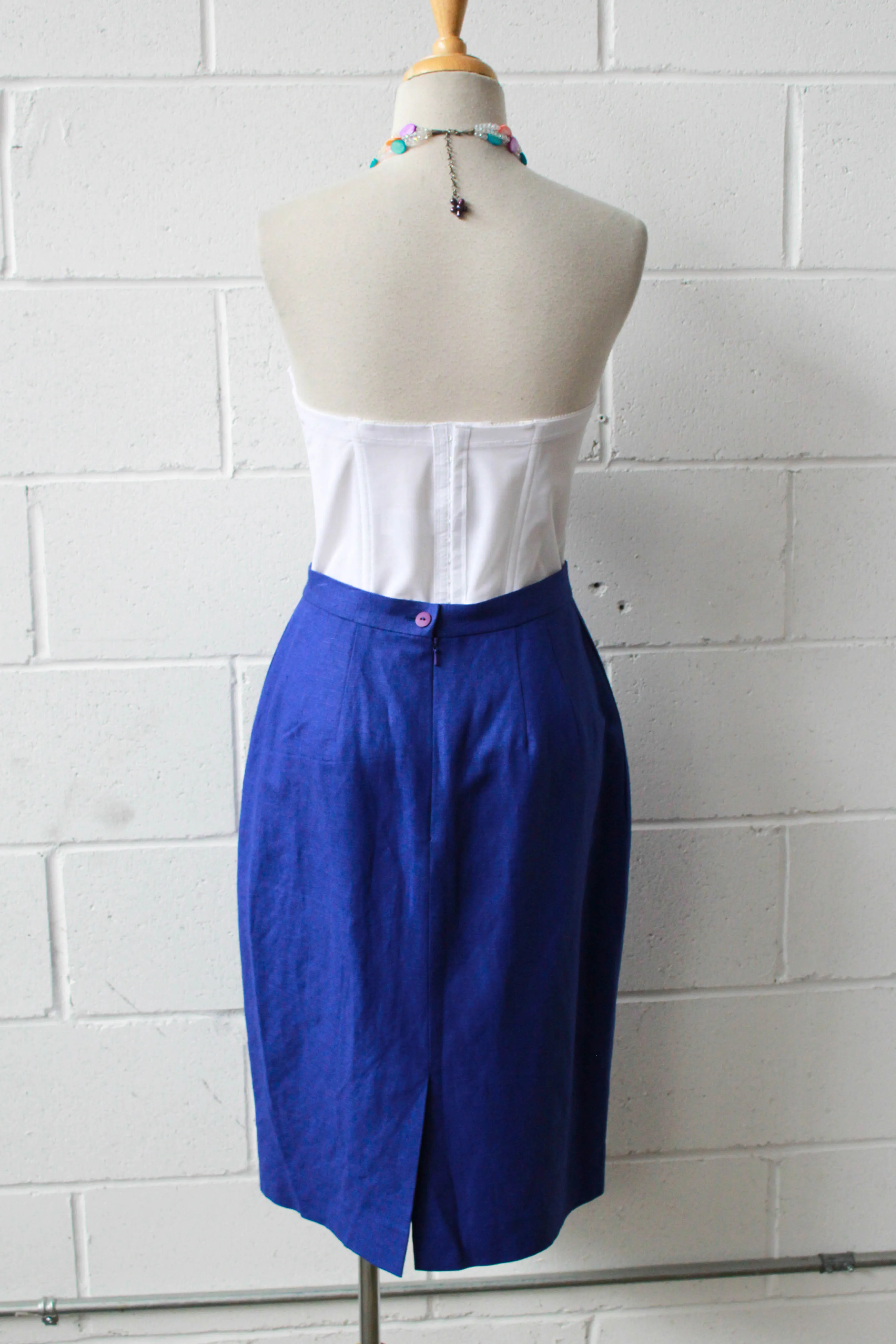 Ocean Blue Pencil Skirt, Waist 28"