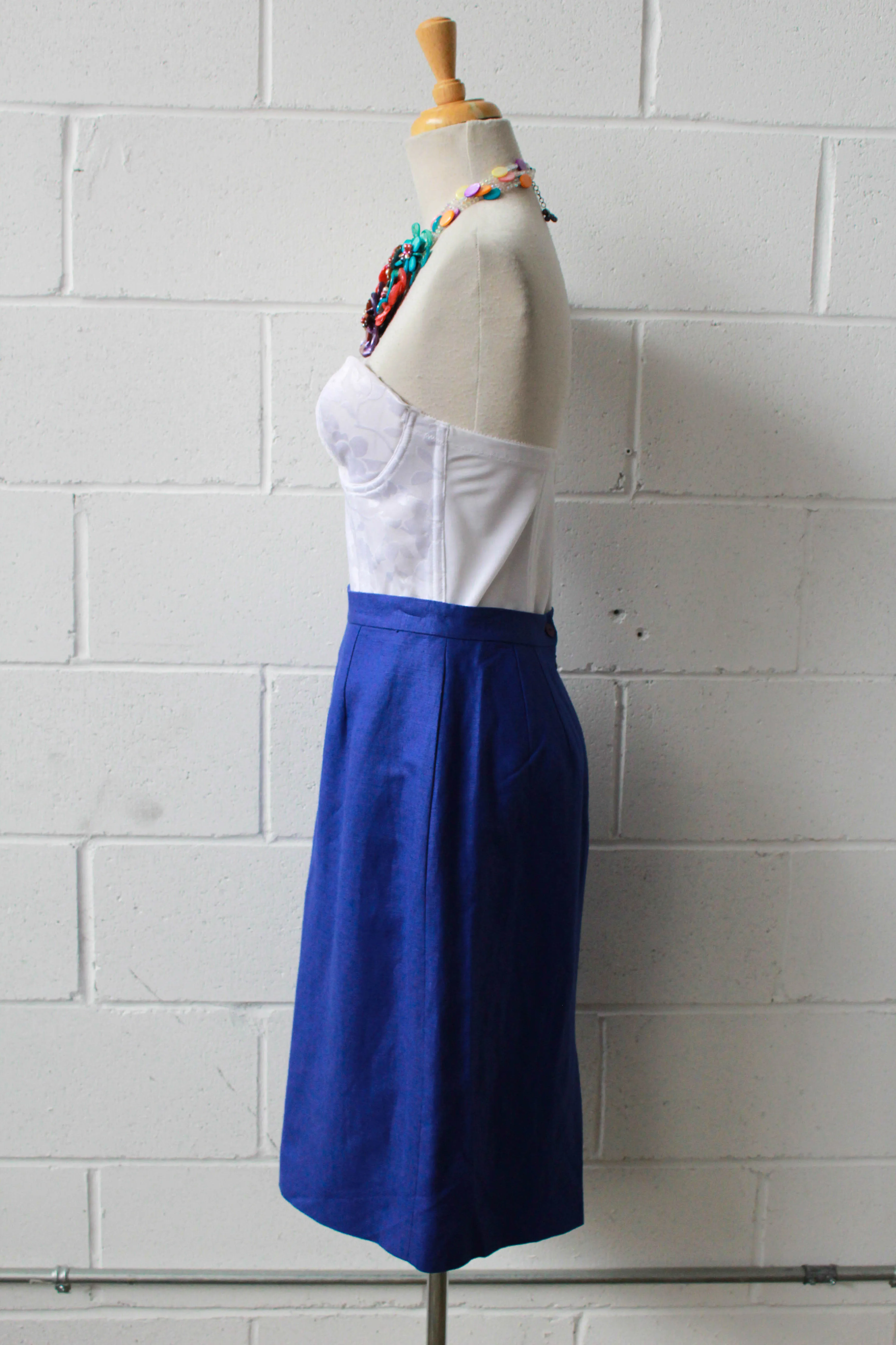 Ocean Blue Pencil Skirt, Waist 28"