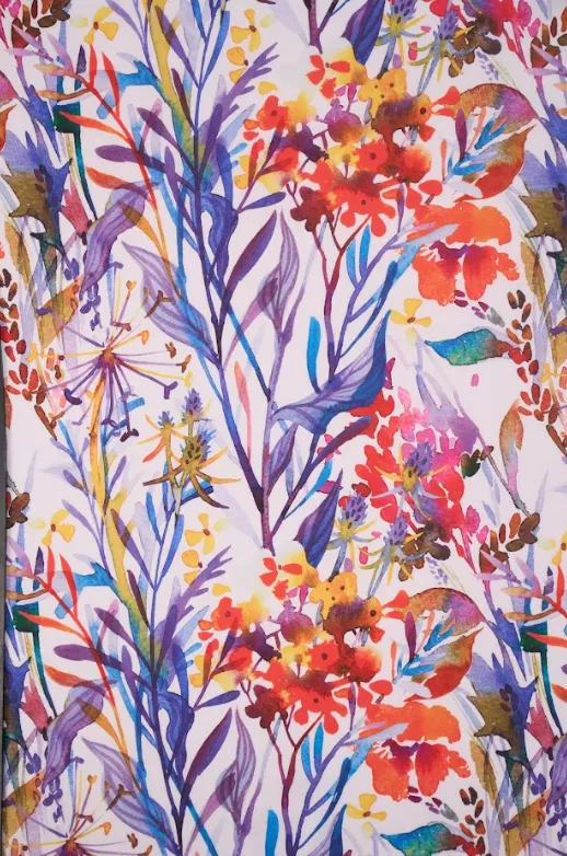 Off white Water Color Multicolor Floral Pattern Printed Muslin Fabric