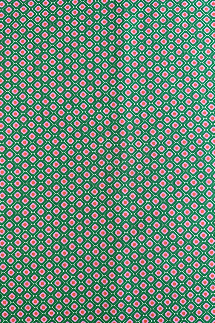 Olive Green Geometric Printed Modal Satin Fabric