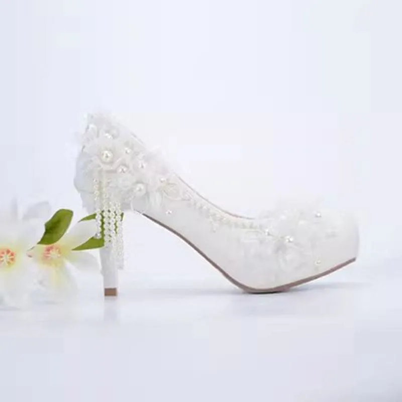 Pearlflower High Heels Tassel for Brides and Wedding Parties