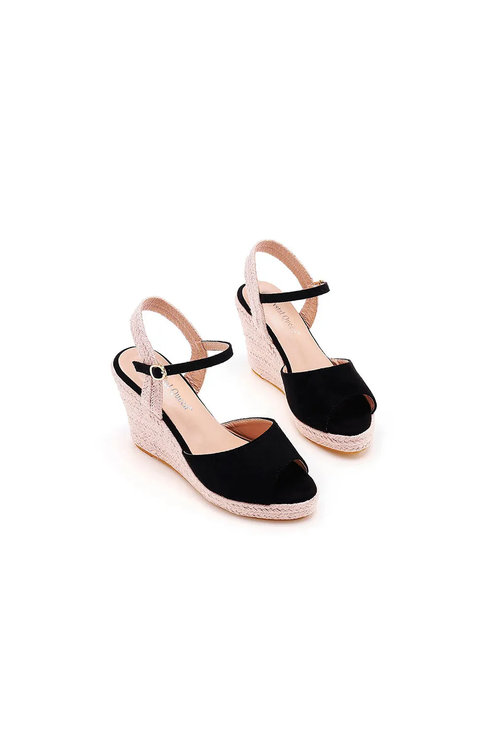 Peep Toe Espadrille Buckle Strap Wedge Sandals