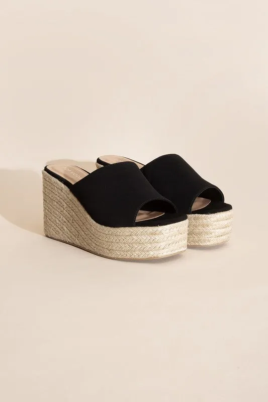 PLATFORM WEDGE SLIDE HEELS