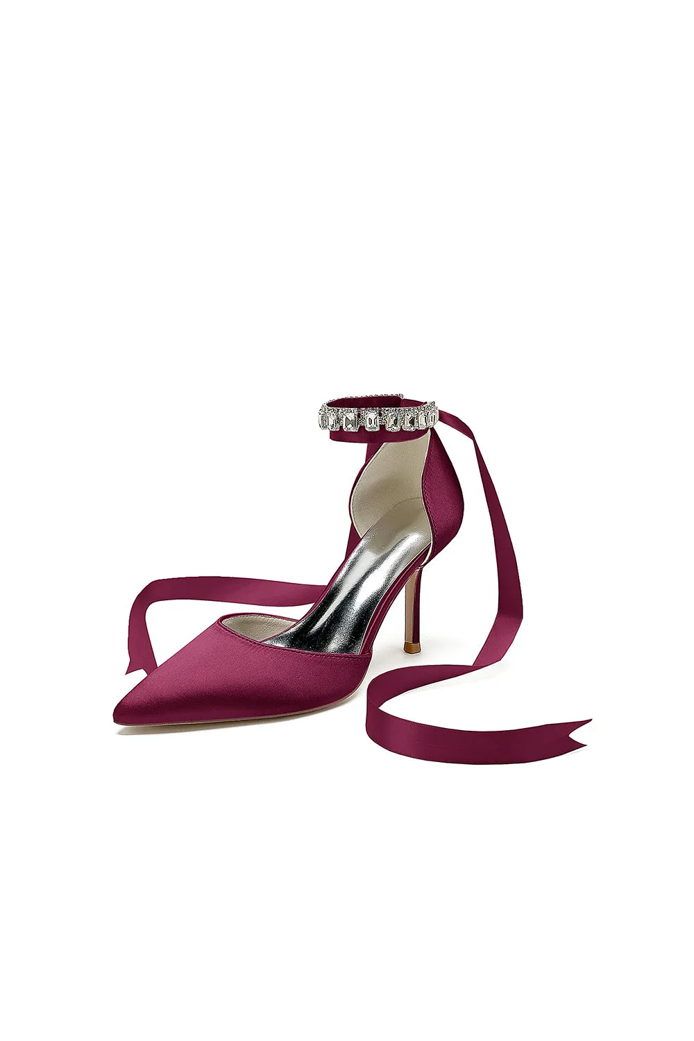 Pointed Toe Stiletto Heels with Ribbon Tie