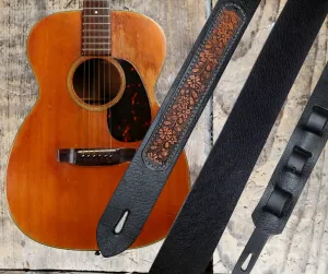 "Flowers on the Wall" Leather Patch Guitar Strap