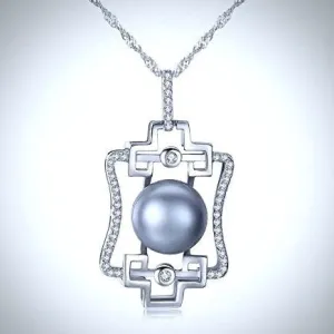 "Genesis" - Gray Freshwater Pearl and Sterling Silver Bridal Necklace