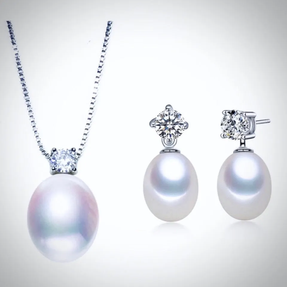 "Laila" - Freshwater Pearl and Sterling Silver Bridal Jewelry Set