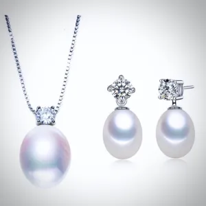 "Laila" - Freshwater Pearl and Sterling Silver Bridal Jewelry Set