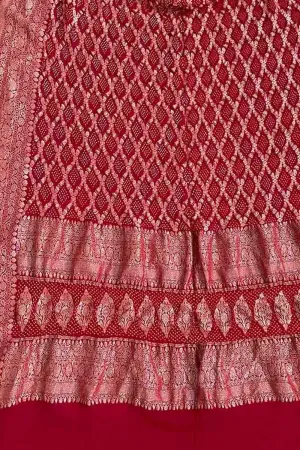 Red Banarasi Bandhani Pure Georgette Meenakari Dupatta: Exquisite Elegance for Every Occasion