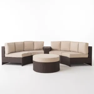 Riviera 6pc Outdoor Sectional Sofa Set w/ Storage Trunk