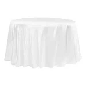 Satin 132" Round Tablecloth - White