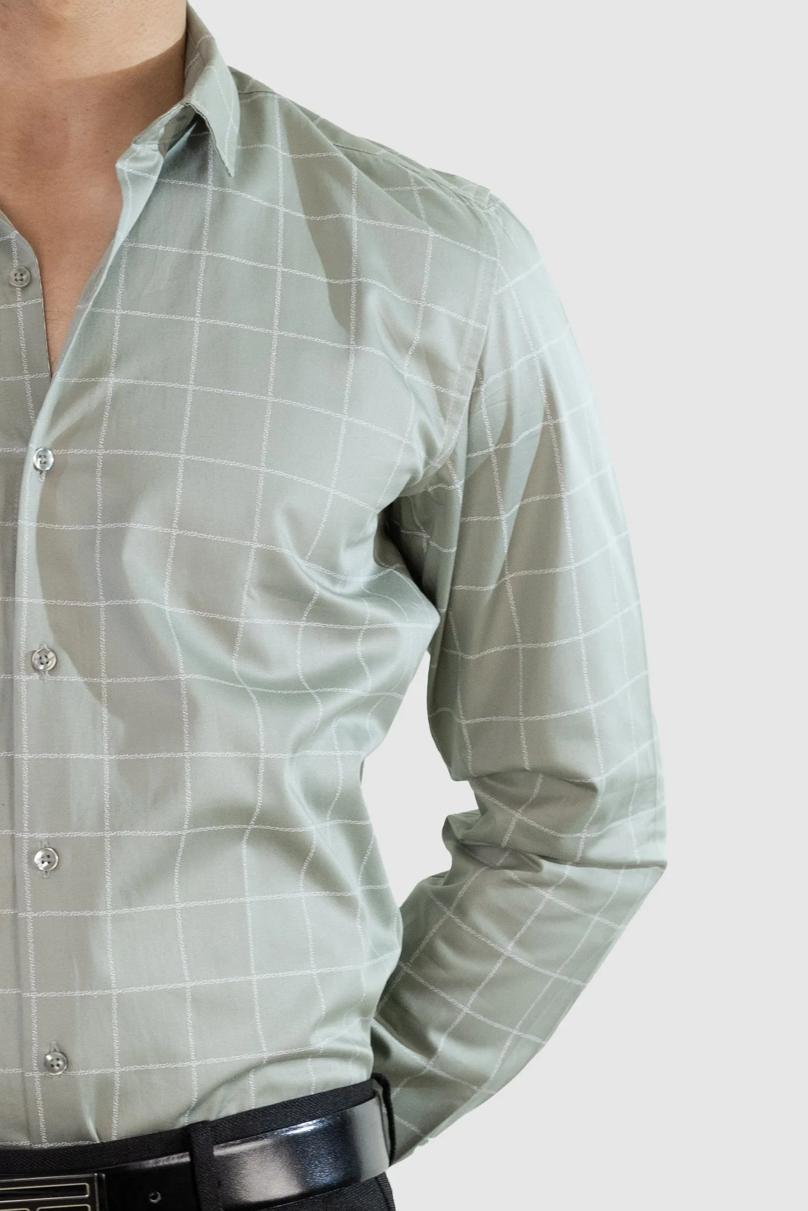 Satin Grid Shirt - Green