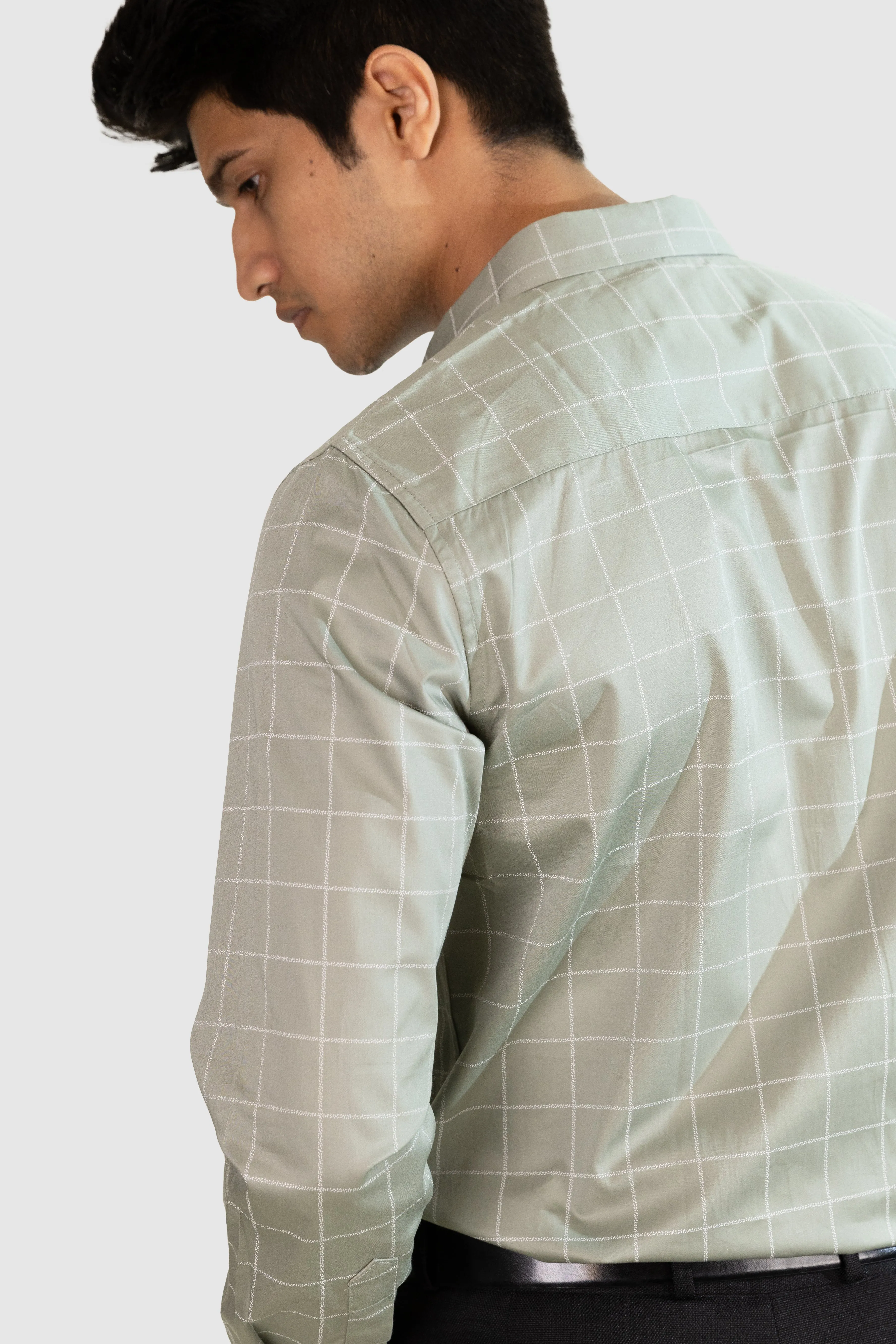 Satin Grid Shirt - Green