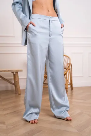 Satin Straight Cut Pants Sky Blue