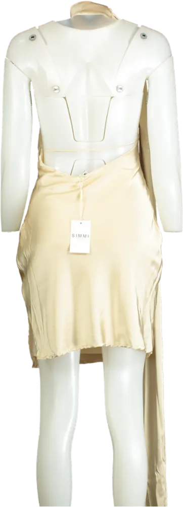 SIMMI Beige Halter Neck Satin Dress UK 10