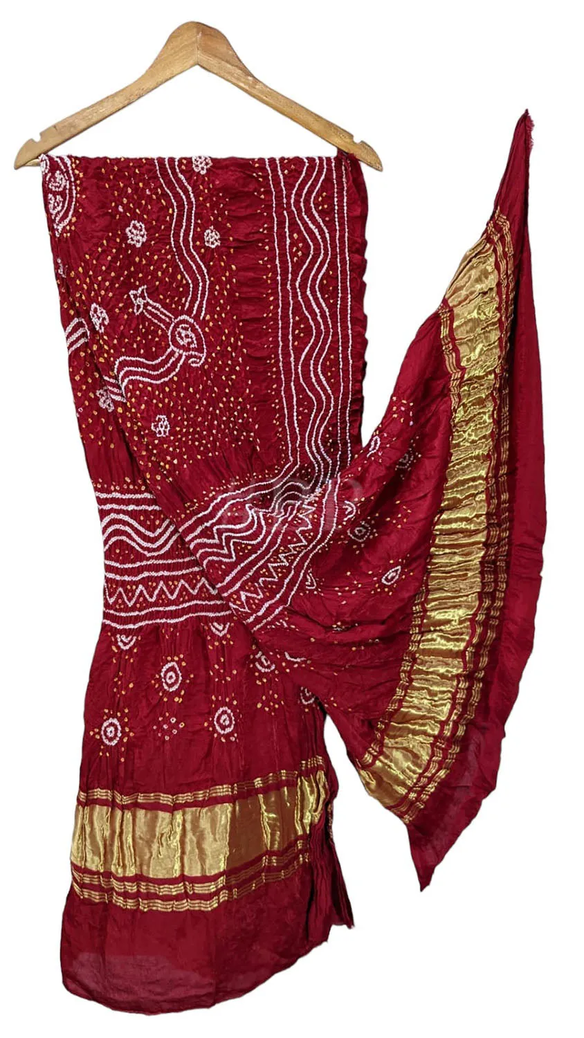 Stunning Red Bandhani Gajji Silk Dupatta - Pure Elegance