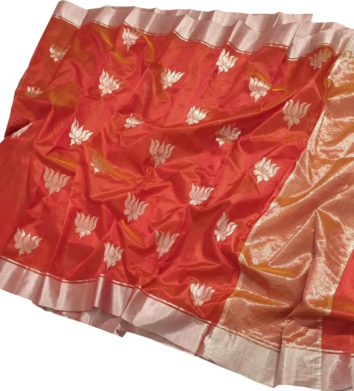 Stunning Red Chanderi Silk Saree - Handloom Beauty