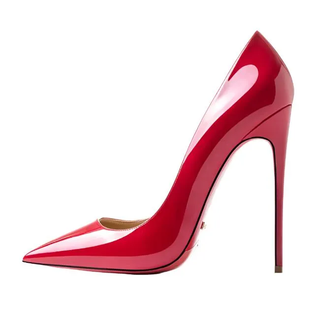 The POX - Leather High Heel Red Bottoms Stiletto Pumps For Women 8-12CM