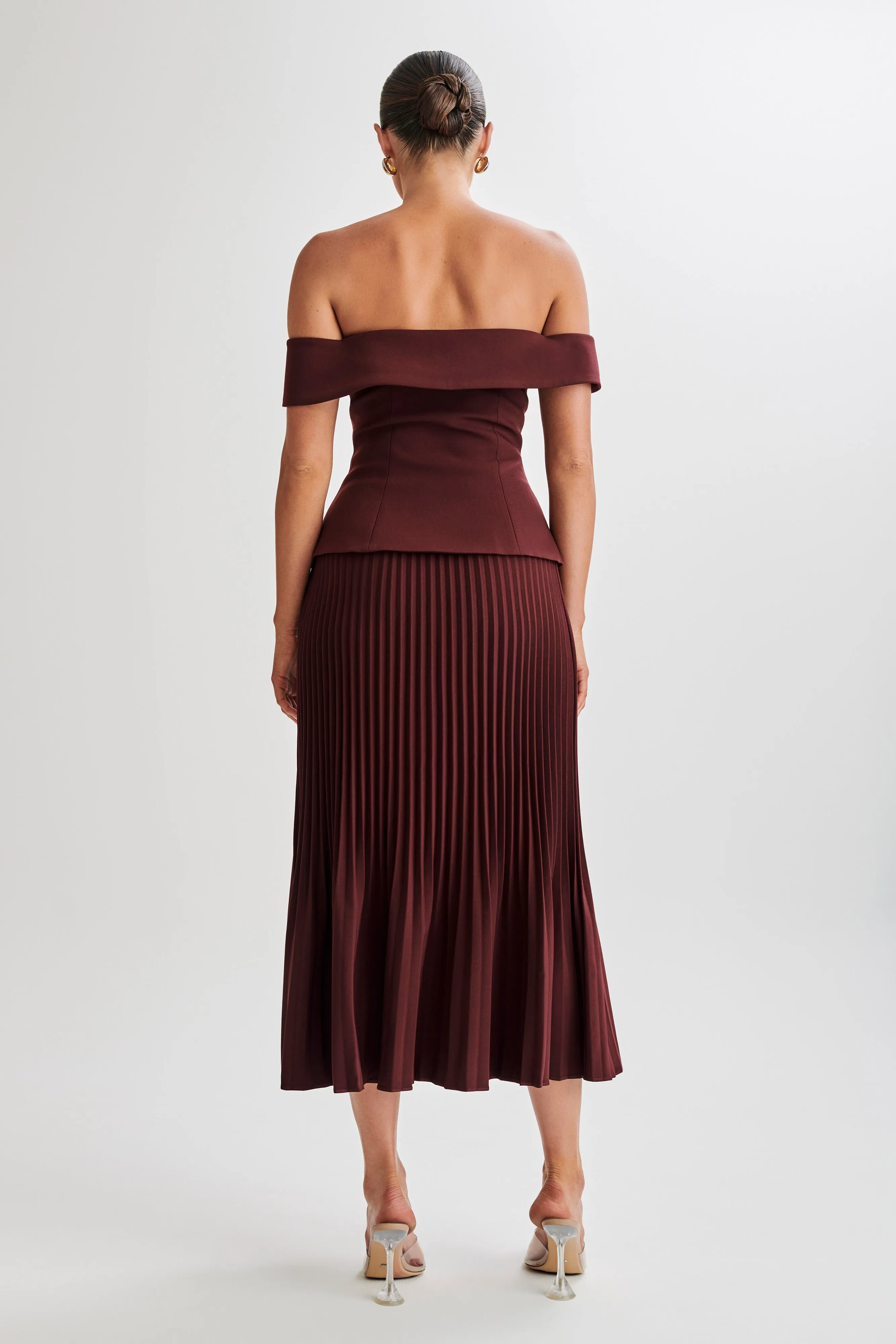 Twyla Pleated Suiting Maxi Skirt - Plum