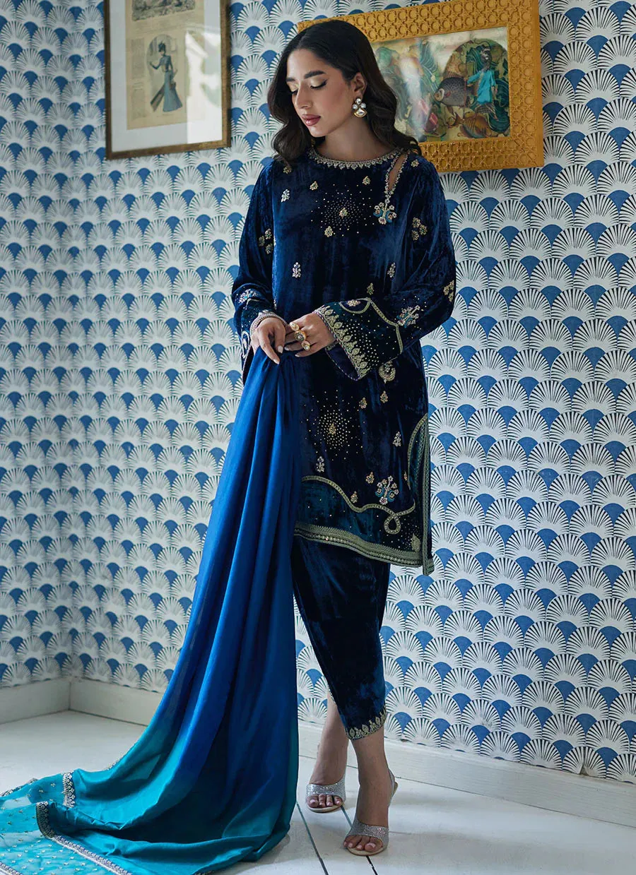 Velvet Revolt 23 - Lujain Navy Shirt And Dupatta