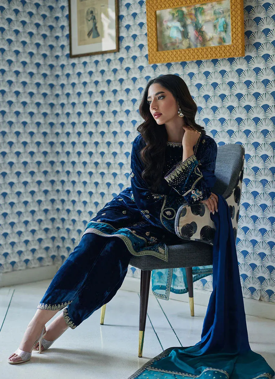 Velvet Revolt 23 - Lujain Navy Shirt And Dupatta