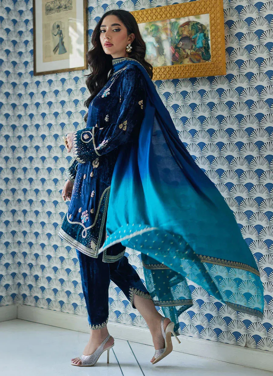 Velvet Revolt 23 - Lujain Navy Shirt And Dupatta