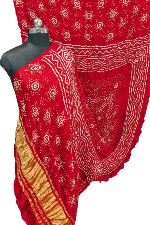 Vibrant Red Bandhani Gajji Silk Dupatta