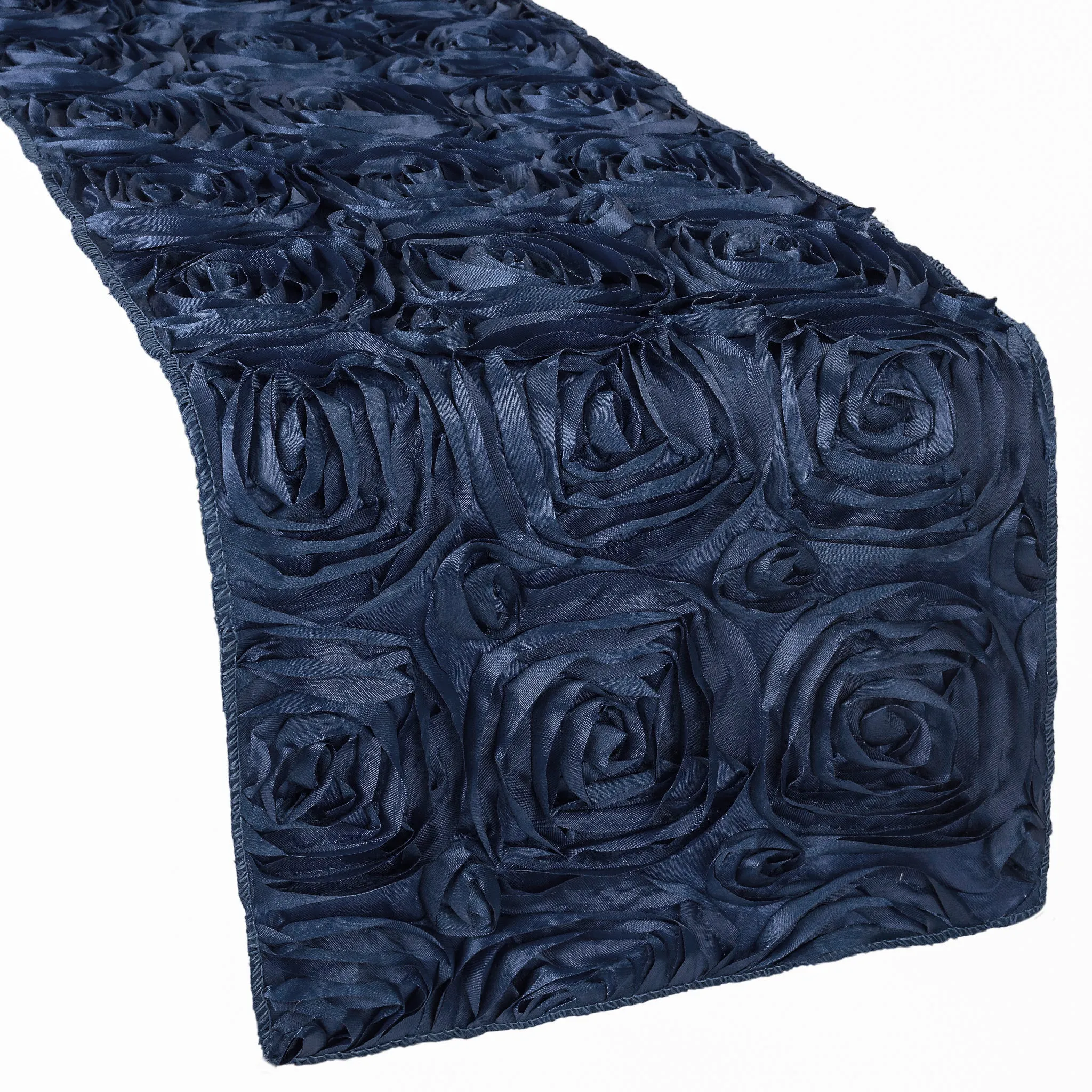 Wedding Rosette Satin Table Runner - Navy Blue