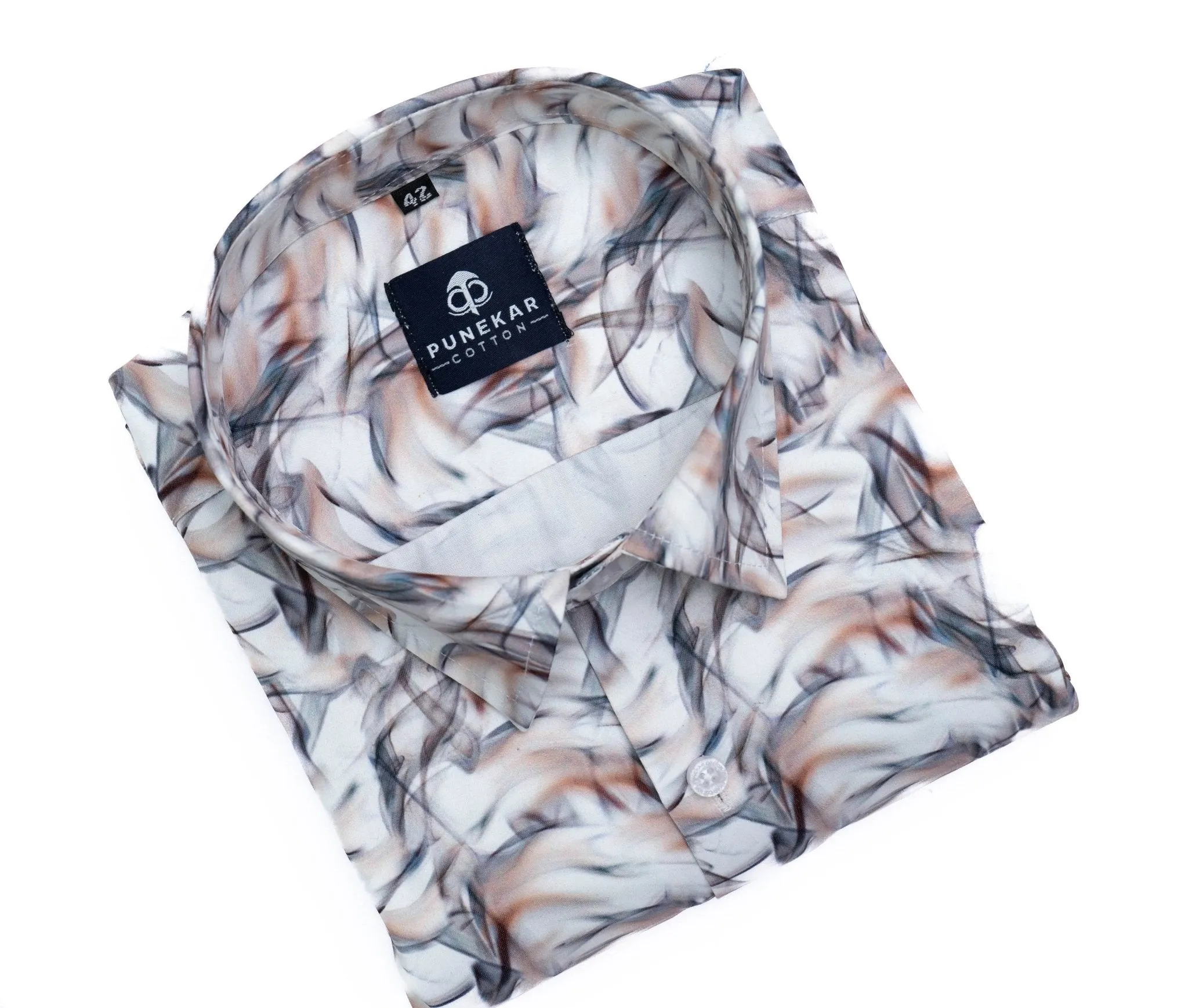 White Brown Color Leaf printed Shirt For Men