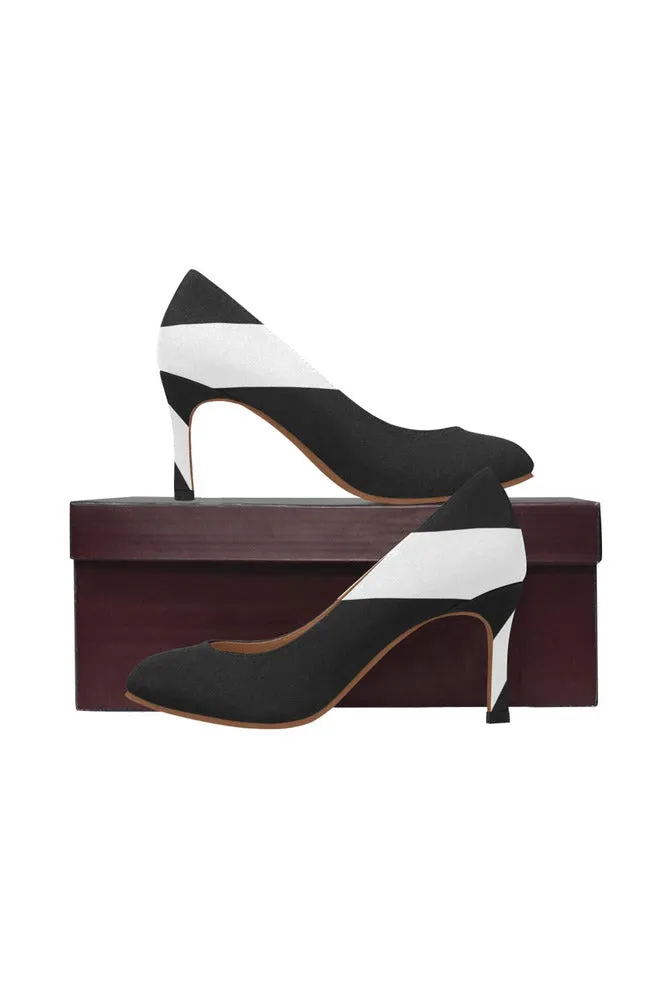 White Stripe Women's High Heels