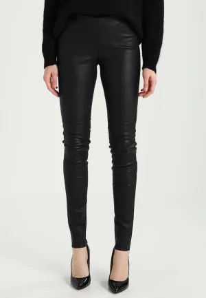 Women's Sleek Slim Fit Black Leather Pants WP20